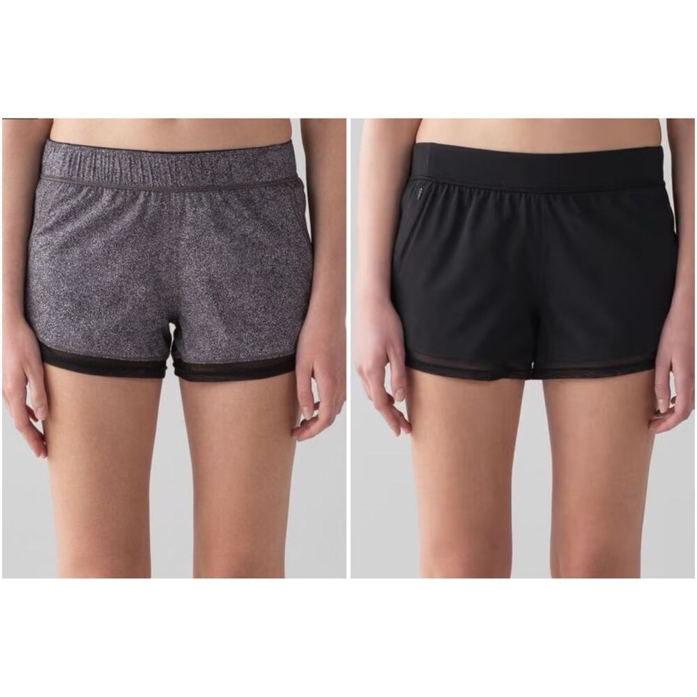 Lululemon Two With One Short Reversible Black And Heathered Grey Womens Size 10